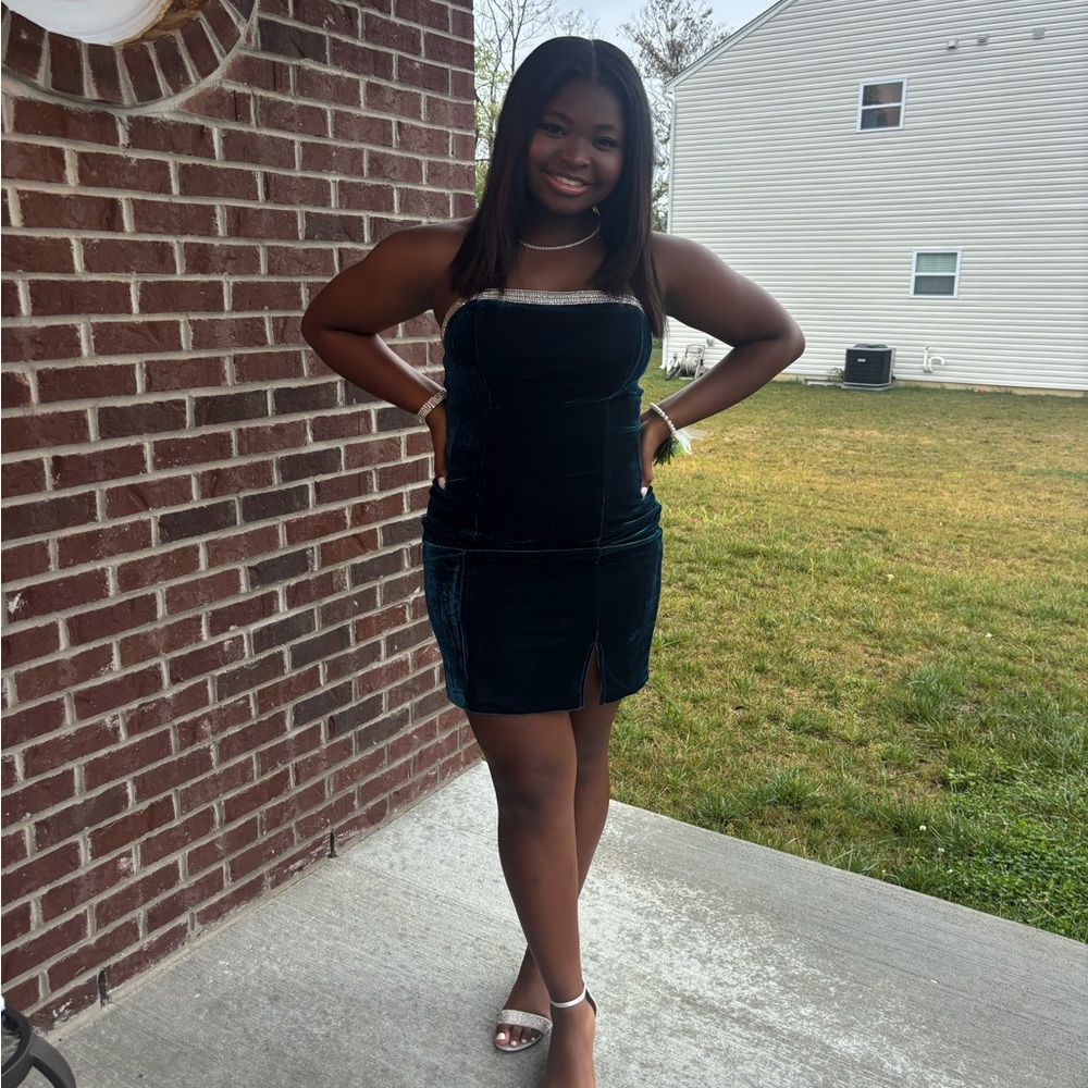 Elegant Teal Velvet Dress